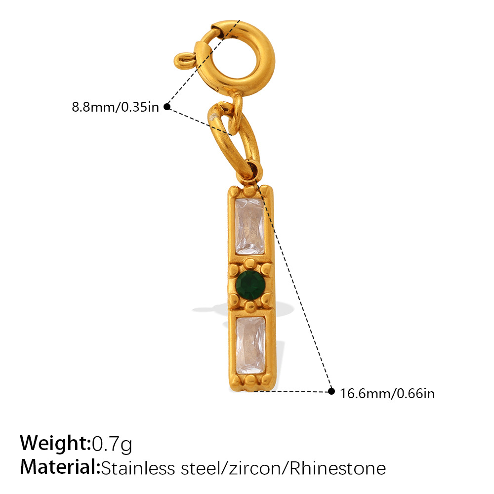 Stainless Steel Spring Ring Clasp with Zircon Clover Charm, 18K Gold Plated, Detachable DIY Jewelry Connector for Bracelet Necklace Making