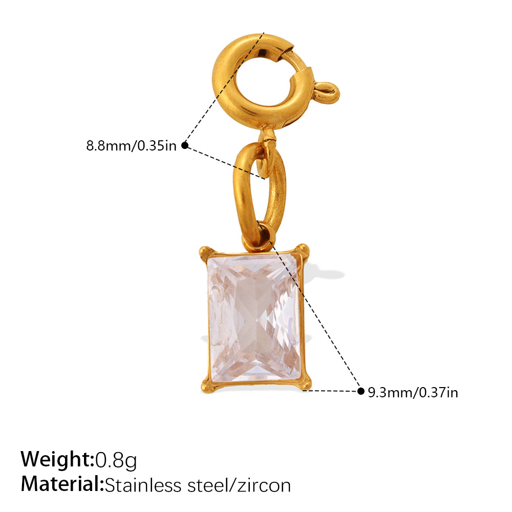 Stainless Steel Spring Ring Clasp with Zircon Clover Charm, 18K Gold Plated, Detachable DIY Jewelry Connector for Bracelet Necklace Making