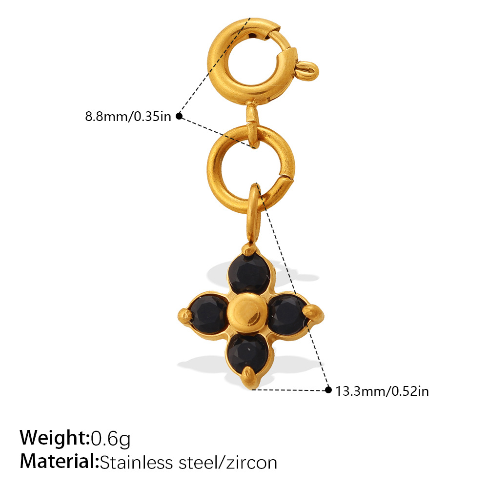 Stainless Steel Spring Ring Clasp with Zircon Clover Charm, 18K Gold Plated, Detachable DIY Jewelry Connector for Bracelet Necklace Making