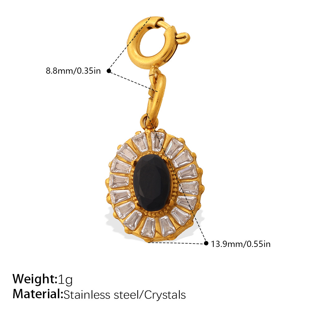 Stainless Steel Spring Ring Clasp with Zircon Clover Charm, 18K Gold Plated, Detachable DIY Jewelry Connector for Bracelet Necklace Making