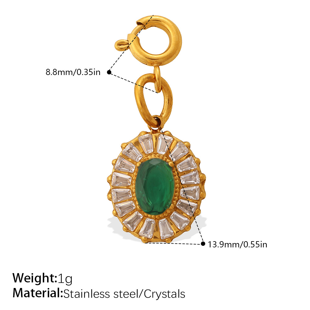 Stainless Steel Spring Ring Clasp with Zircon Clover Charm, 18K Gold Plated, Detachable DIY Jewelry Connector for Bracelet Necklace Making