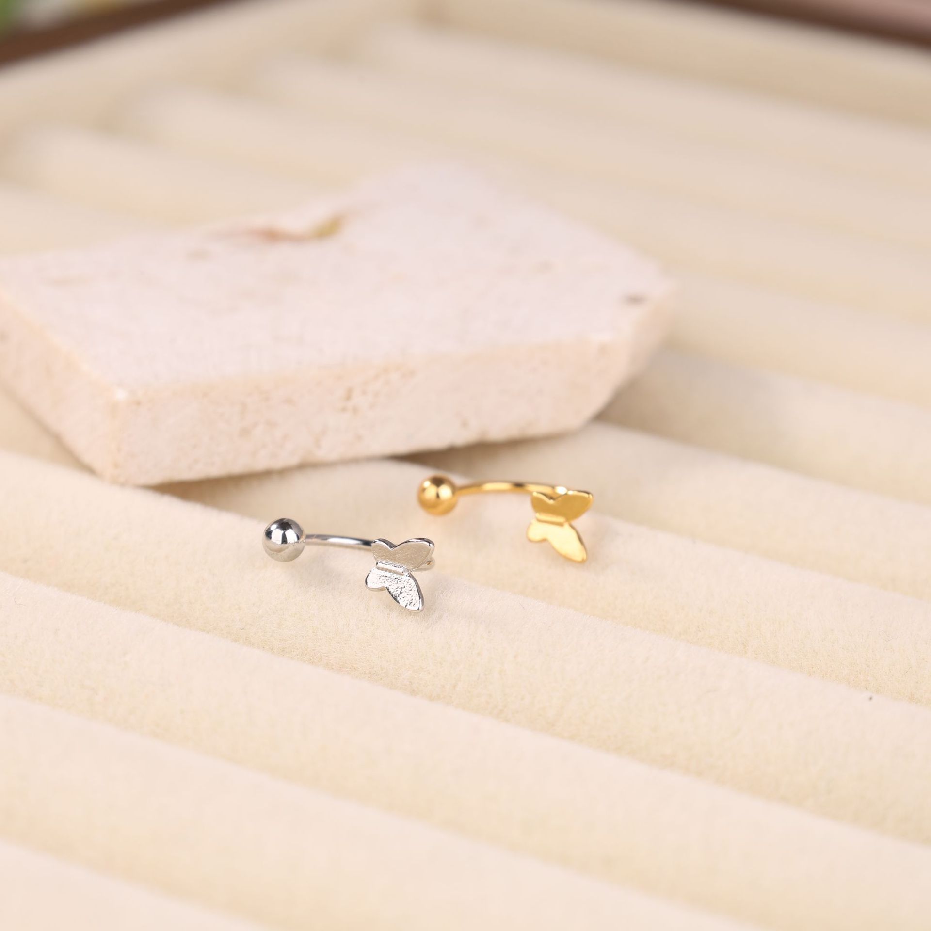 butterfly nose ring 18k gold plated piercing jewelry multipurpose cartilage earring C hoop nose stud women nose piercing accessories gold silver nose screw cute tiny nose jewelry