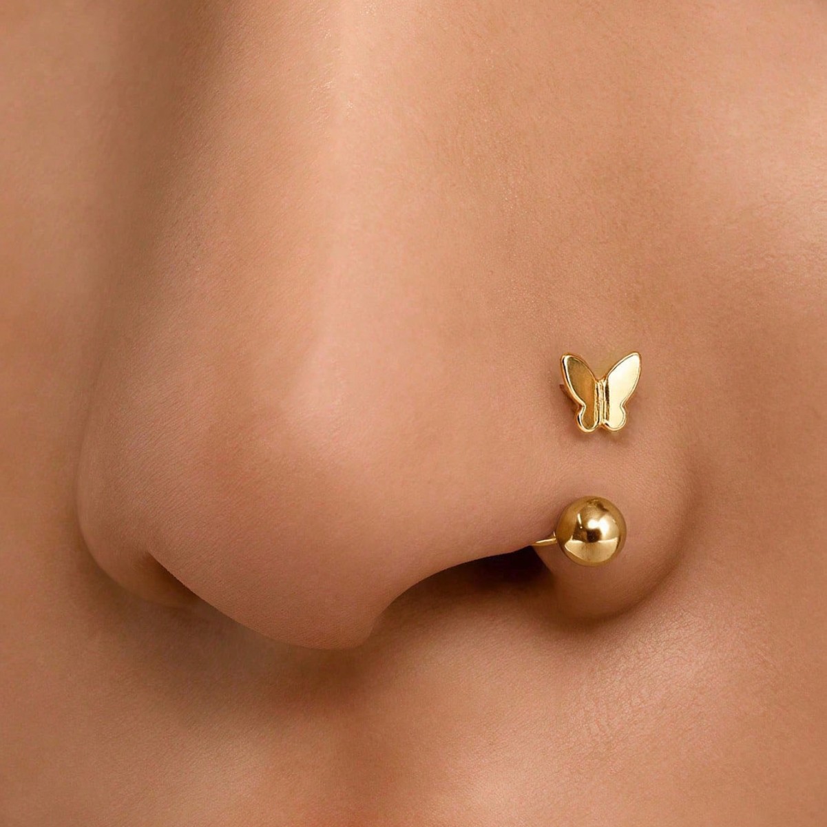 butterfly nose ring 18k gold plated piercing jewelry multipurpose cartilage earring C hoop nose stud women nose piercing accessories gold silver nose screw cute tiny nose jewelry