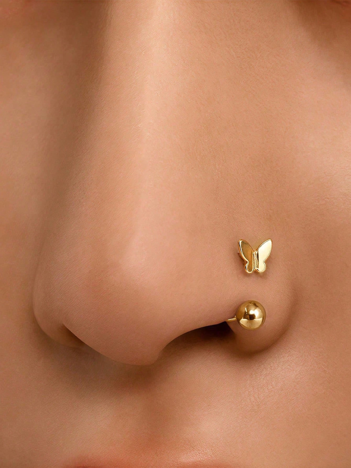butterfly nose ring 18k gold plated piercing jewelry multipurpose cartilage earring C hoop nose stud women nose piercing accessories gold silver nose screw cute tiny nose jewelry