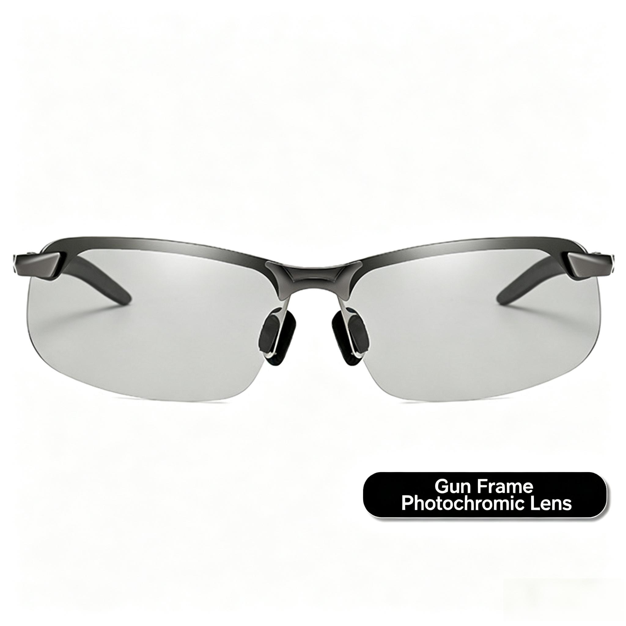 Photochromic Polarized Sunglasses Men UV400 Half Rim Sports Driver Cycling Outdoor Day Night Anti Glare Color Changing Lens Lightweight 30g Boda Boda Kenya Equator Adjustable Nose Pads Anti Glare Gift