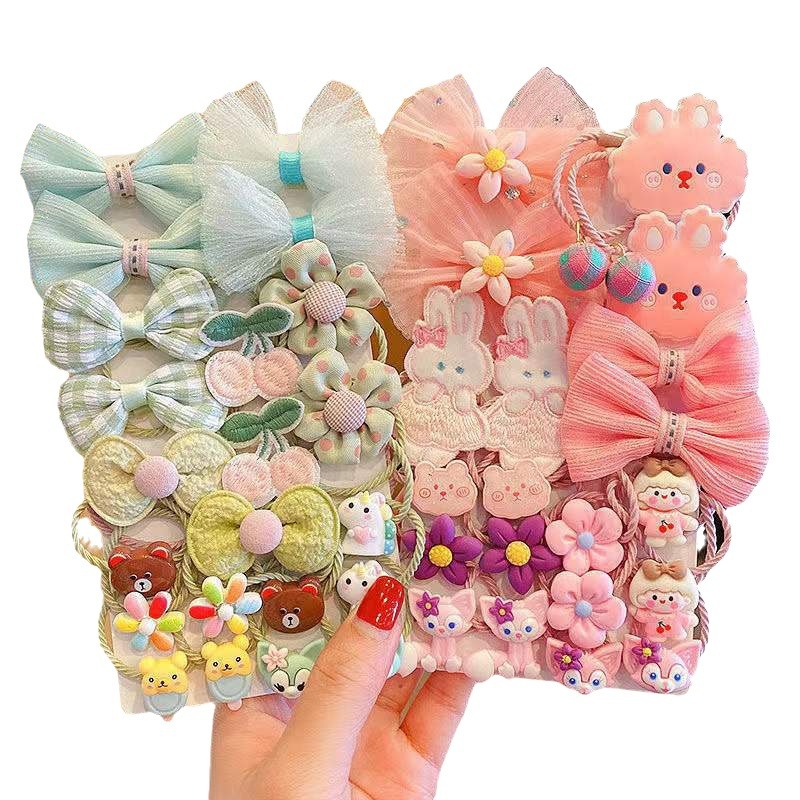 1 Set Cute Cartoon Kids Hair Ties Sweet Candy Color Bow Hair Bands Soft Elastic Ponytail Holders Lovely Hair Accessories for Toddler Girls