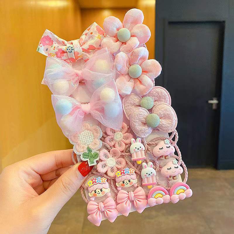 1 Set Cute Cartoon Kids Hair Ties Sweet Candy Color Bow Hair Bands Soft Elastic Ponytail Holders Lovely Hair Accessories for Toddler Girls