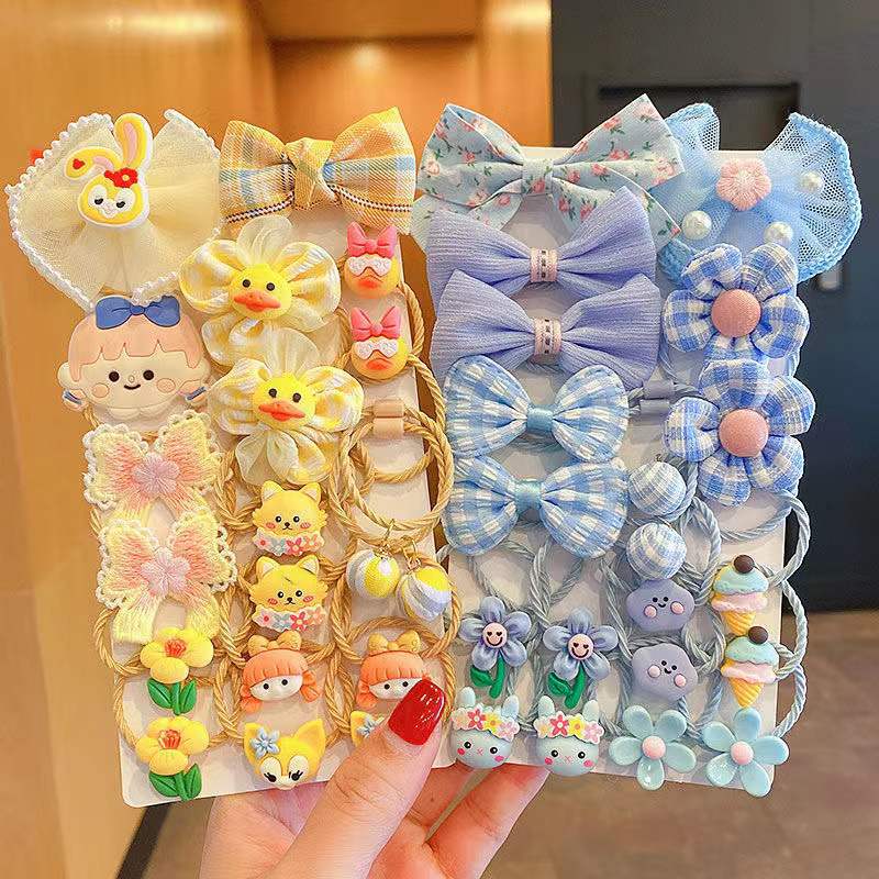 1 Set Cute Cartoon Kids Hair Ties Sweet Candy Color Bow Hair Bands Soft Elastic Ponytail Holders Lovely Hair Accessories for Toddler Girls
