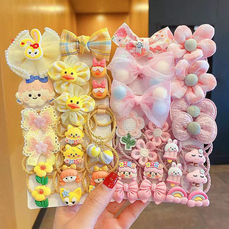 1 Set Cute Cartoon Kids Hair Ties Sweet Candy Color Bow Hair Bands Soft Elastic Ponytail Holders Lovely Hair Accessories for Toddler Girls