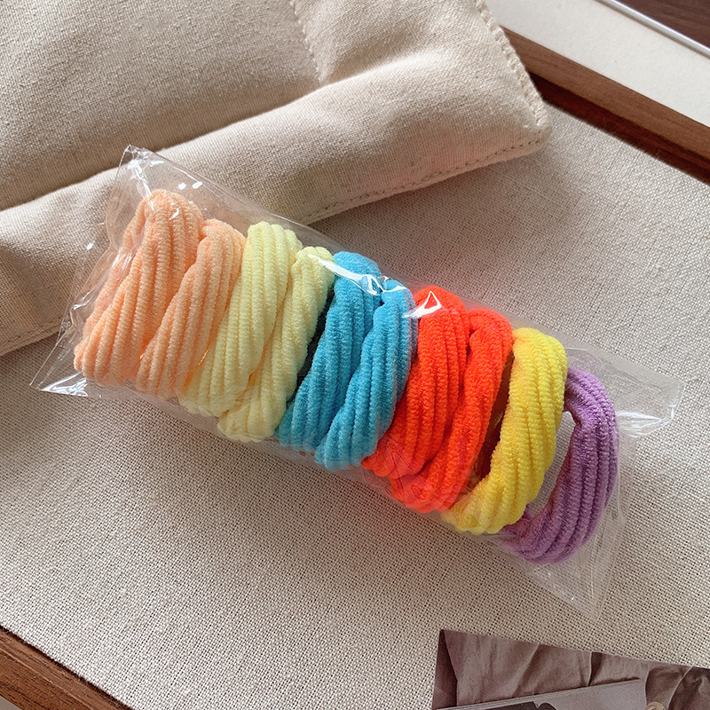 Kids High Elastic Hair Ties Multicolor Soft No‑Hurt Hair Rubber Bands Girls High Ponytail Hair Ring Baby Daily Hair Accessories