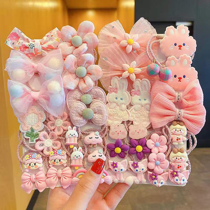 1 Set Cute Cartoon Kids Hair Ties Sweet Candy Color Bow Hair Bands Soft Elastic Ponytail Holders Lovely Hair Accessories for Toddler Girls