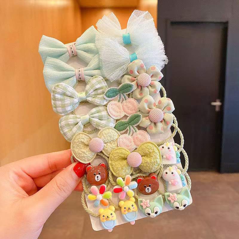 1 Set Cute Cartoon Kids Hair Ties Sweet Candy Color Bow Hair Bands Soft Elastic Ponytail Holders Lovely Hair Accessories for Toddler Girls