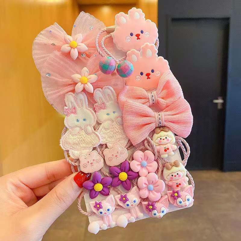 1 Set Cute Cartoon Kids Hair Ties Sweet Candy Color Bow Hair Bands Soft Elastic Ponytail Holders Lovely Hair Accessories for Toddler Girls