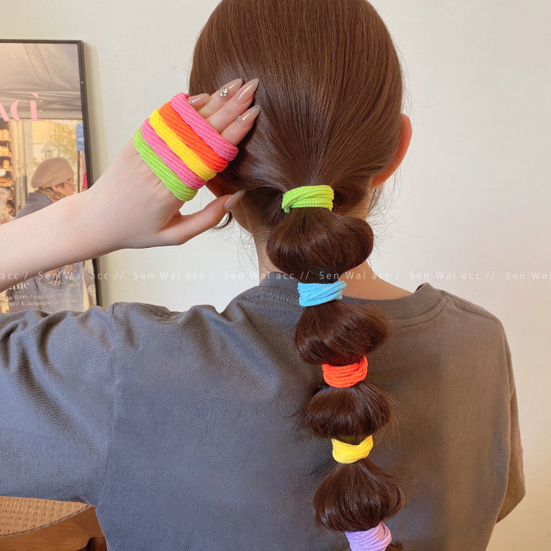 Kids High Elastic Hair Ties Multicolor Soft No‑Hurt Hair Rubber Bands Girls High Ponytail Hair Ring Baby Daily Hair Accessories