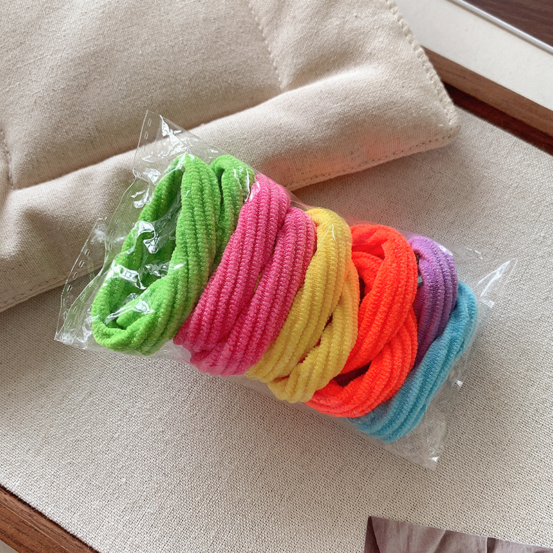 Kids High Elastic Hair Ties Multicolor Soft No‑Hurt Hair Rubber Bands Girls High Ponytail Hair Ring Baby Daily Hair Accessories