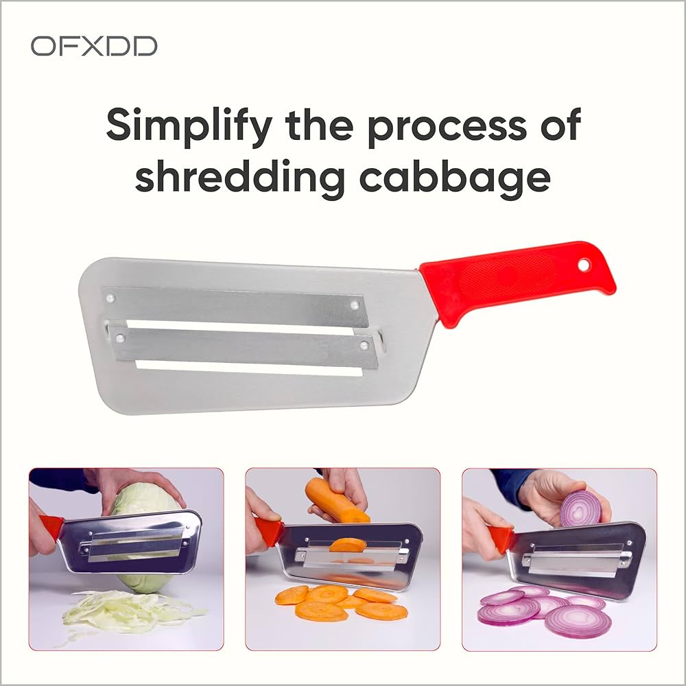 Double blade slicing knife ideal for shredding cabbages, cutting crisps and wedges from cassava, cucumbers