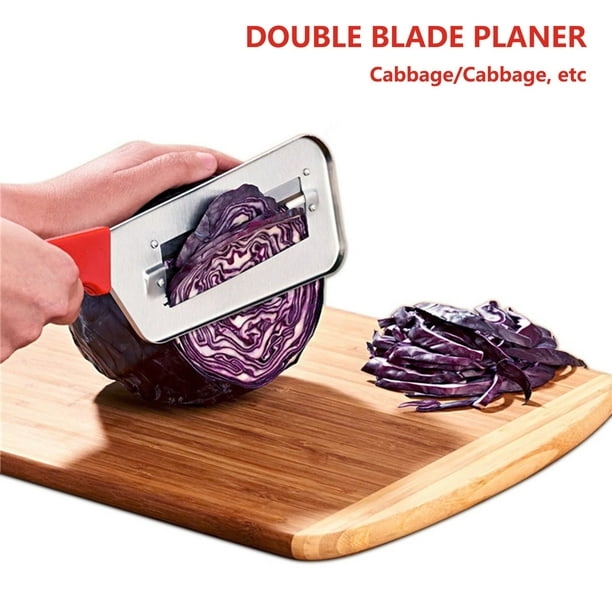 Double blade slicing knife ideal for shredding cabbages, cutting crisps and wedges from cassava, cucumbers