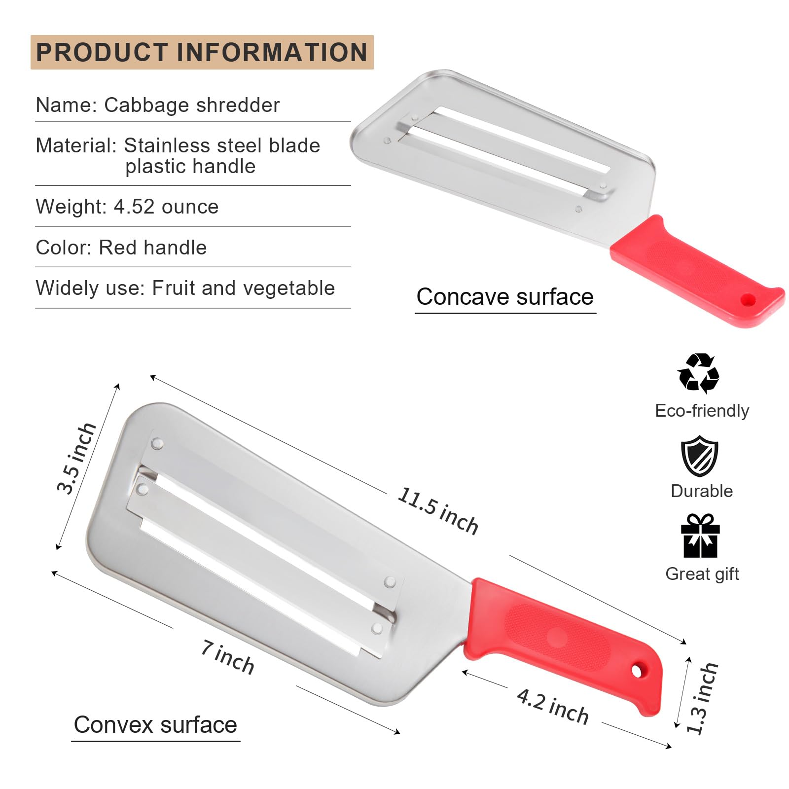 Double blade slicing knife ideal for shredding cabbages, cutting crisps and wedges from cassava, cucumbers