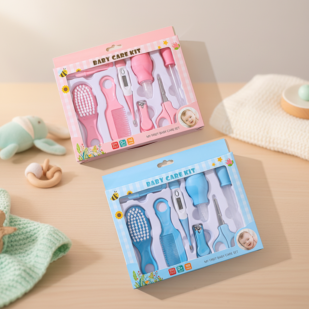 Baby Care Grooming Kit Newborn Baby Nail Hair Daily CareKit Infant Kids Grooming Brush Comb Safe Nail Clippers Set( care kit)