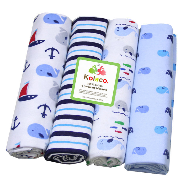 4-Pack Premium Cotton Flannel Baby Shawls - Ultra Soft Newborn Receiving Blankets & Swaddle Set