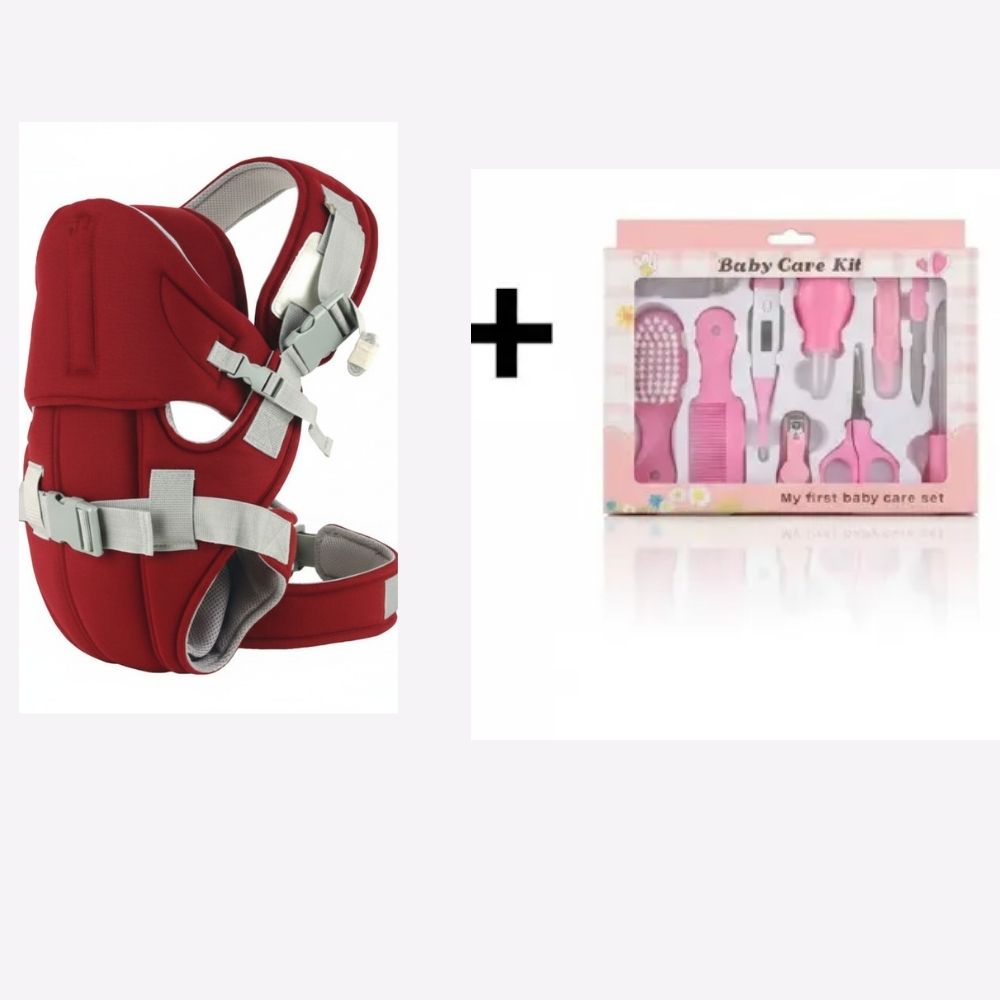 All-in-One Comfort & Care: Breathable 3D Mesh Baby Carrier w/ Hip Seat (0-20kg) + 10-Piece Newborn Essential Health & Grooming Kit