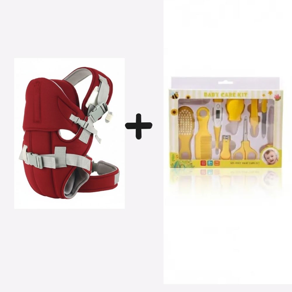 All-in-One Comfort & Care: Breathable 3D Mesh Baby Carrier w/ Hip Seat (0-20kg) + 10-Piece Newborn Essential Health & Grooming Kit