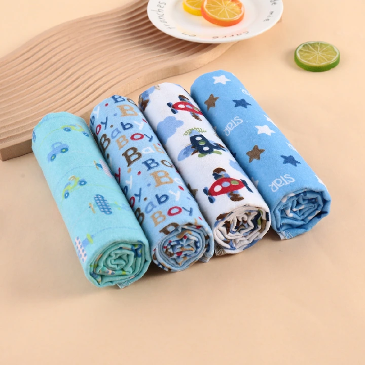 4-Pack Premium Cotton Flannel Baby Shawls - Ultra Soft Newborn Receiving Blankets & Swaddle Set