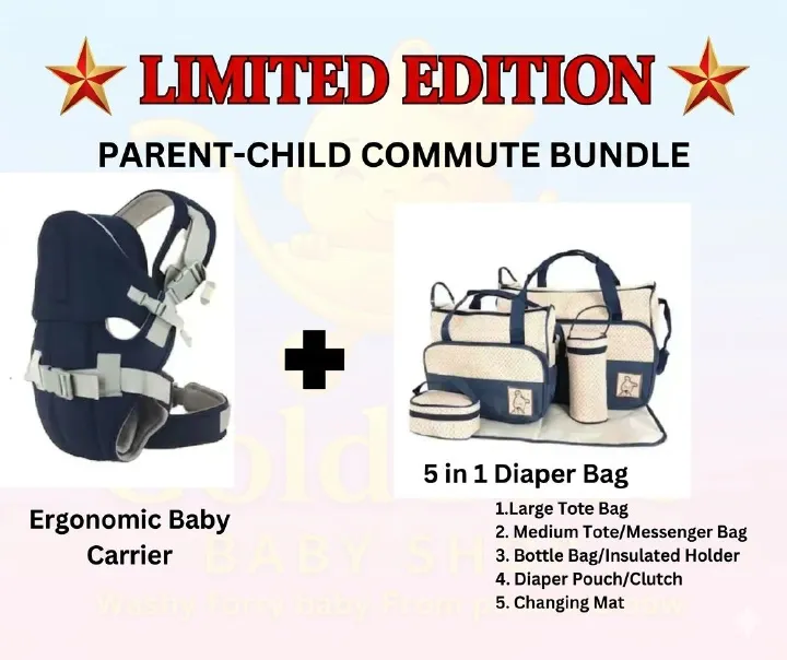 Ultimate Parent- Child Travel Bundle! Ergonomic Baby Carrier (Hip-Healthy) & Versatile 5-in-1 Diaper Bag System | MAX Comfort & Hands-Free