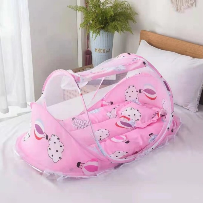 Portable Foldable Baby Sleeping Nest Cot with Mosquito Net – Lightweight Travel Baby Bed, Breathable Cotton Mattress, Insect Protection Dome, Newborn Sleeping Cot for Home & Outdoor Use