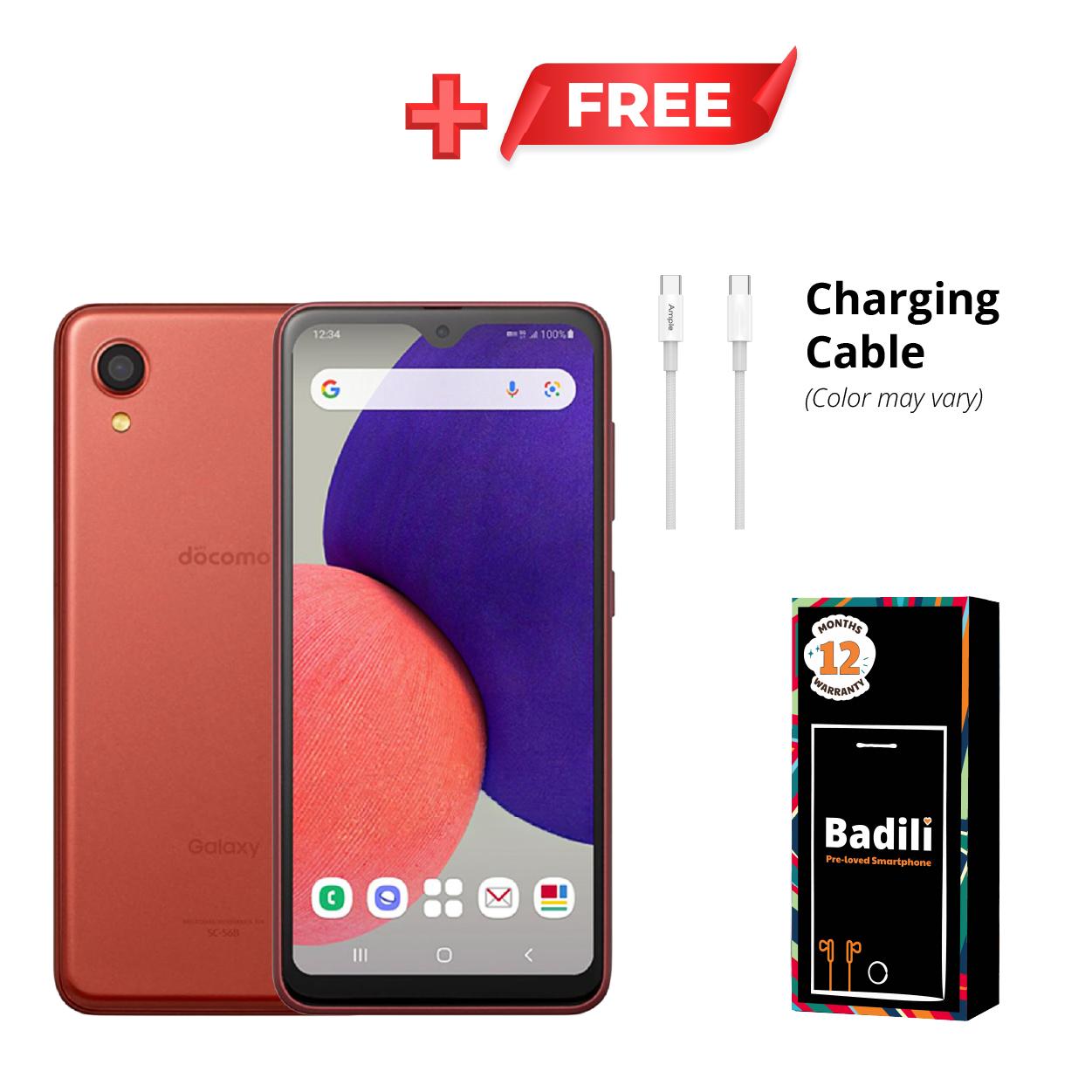 Samsung Galaxy A22 5G 4GB/64GB Single SIM- Red – 6.6” FHD+ Display, 48MP Triple Camera, 5000mAh Battery, Android Smartphone – Refurbished by Badili