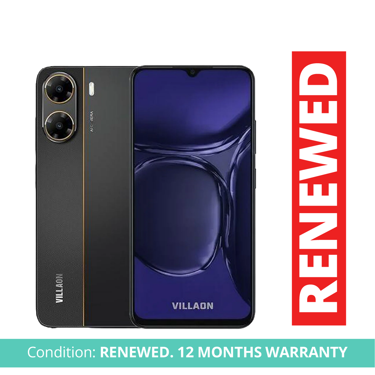 Villaon V50S 4GB/64GB – Black, 6.52" HD+ Display, 8MP Camera, 4000mAh Battery, 4G Dual SIM, Refurbished by Badili, 12-Month Warranty