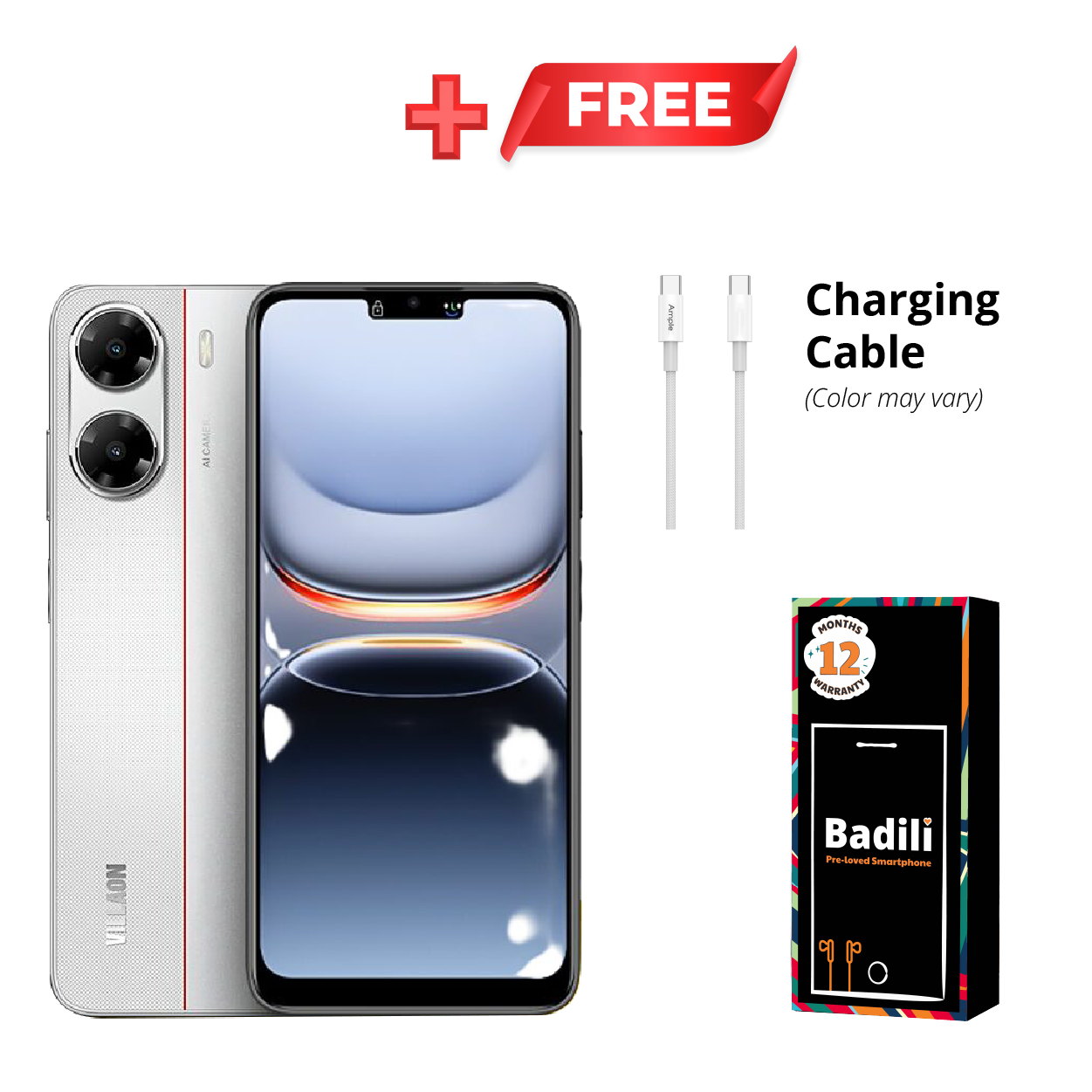 Villaon V50S 4GB/64GB – White, 6.52" HD+ Display, 8MP Camera, 4000mAh Battery, 4G Dual SIM, Refurbished by Badili, 12-Month Warranty