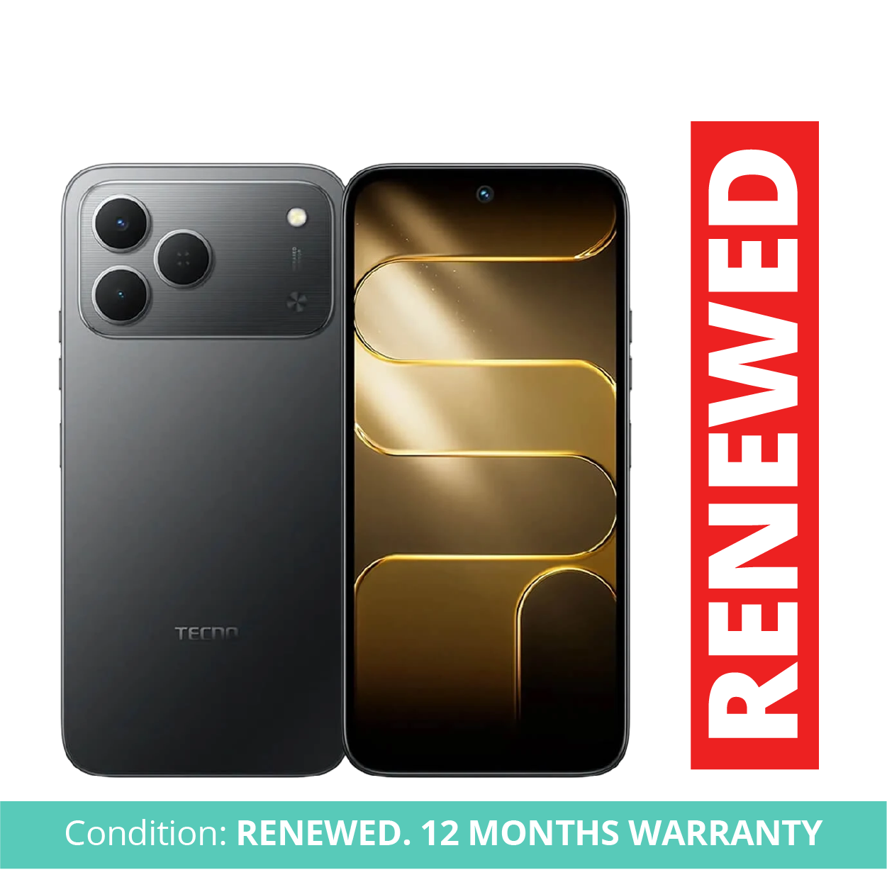 Tecno Spark 50 Smartphone, 4GB RAM, 128GB Storage, Black – Android Mobile Phone, Refurbished by Badili, 12 Months Warranty
