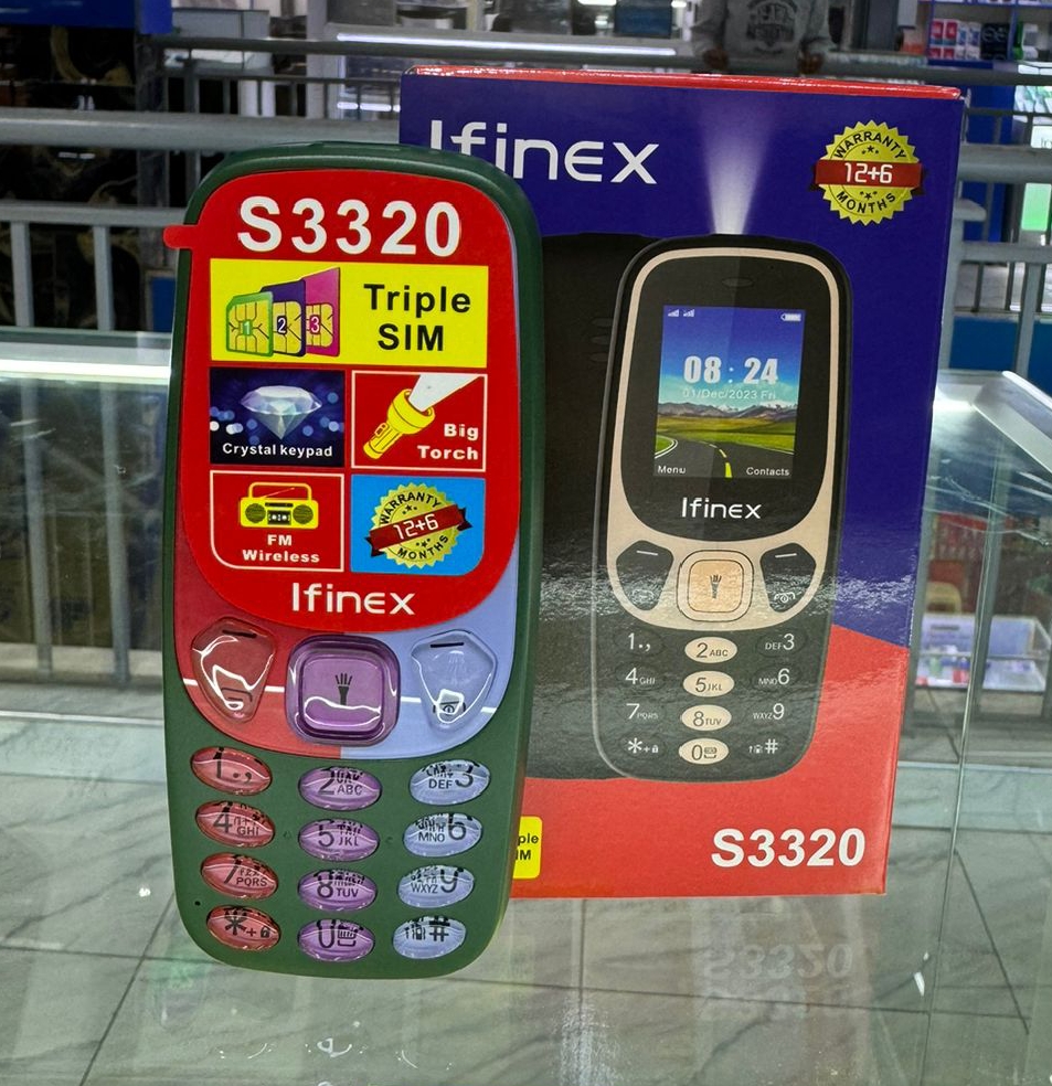 IFINEX S3320 TRIPLE SIM THREE-3 SIM CARD, BIG TORCH ,FM WIRELESS RADIO, MP3 MUSIC PLAYER BUTTON FEATURE PHONE