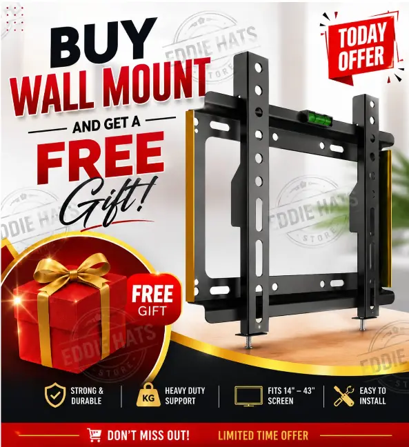⚡ FLASH SALE OFFER ⚡TV Wall Mount TV Stand 14″-43″ Plasma wall bracket Steel Material Fixed Solid Wall mount suitable for 14 inch to 43 inch Tv + Mobi GIFT