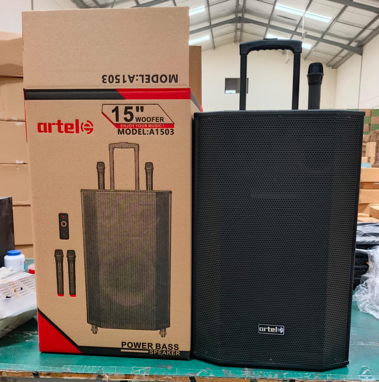 🎯 BEST VALUE OFFER 🎯 - A 1 pc 15 inches Artel A1503 Rechargeable Trolley Speaker available at affordable price and of very high quality