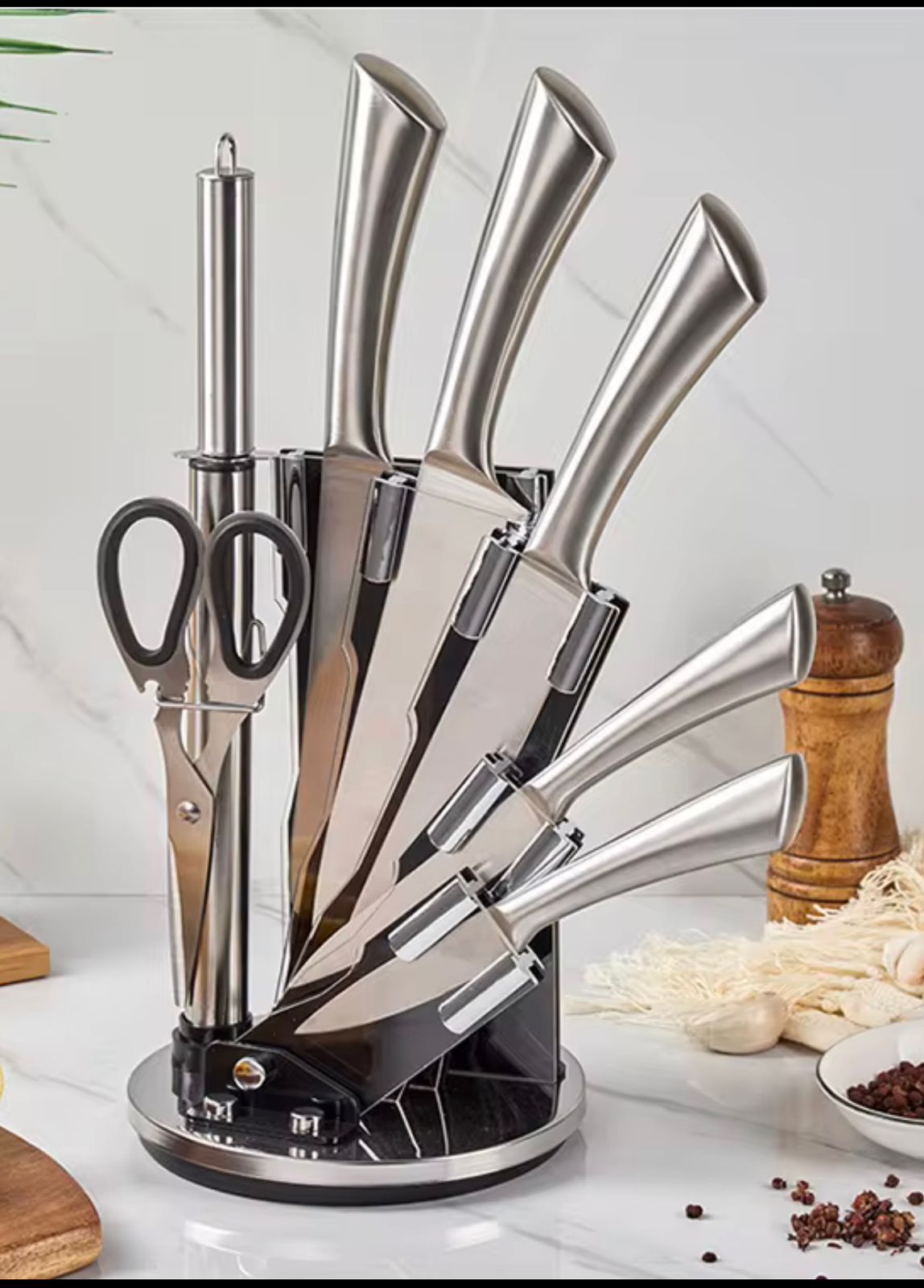 💸 SAVE MORE 💸 - A 9 pcs silver kitchen set at afordable price and of very high quality