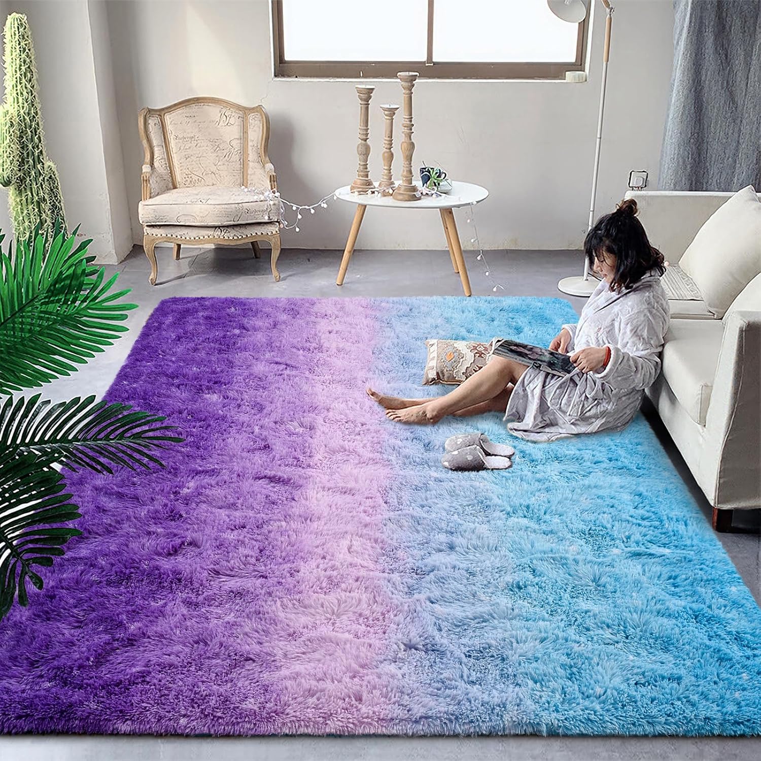 Super Soft 5 BY 8  / 7 By 8  Fluffy Carpets Indoor Plush Area Rugs for Living Room Bedroom Anti-Skid