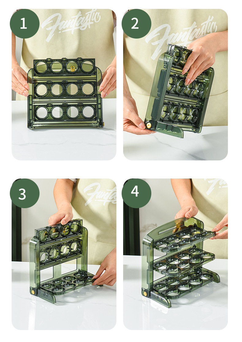 Acrylic egg organizer/Flip over egg holder/ 3-Tier Tray or egg holder/30-egg capacity holder