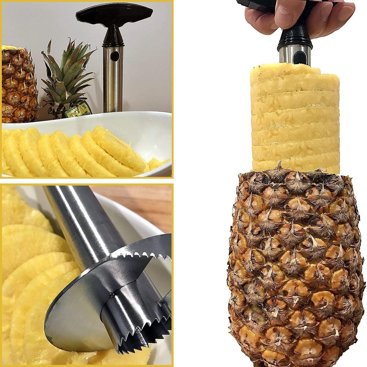 Stainless Steel Pineapple Corer / Slicer / Peeler / Cutter - Easy To Use Kitchen Tool With  Handle, Effortlessly Prepare Pineapple And More Fruits