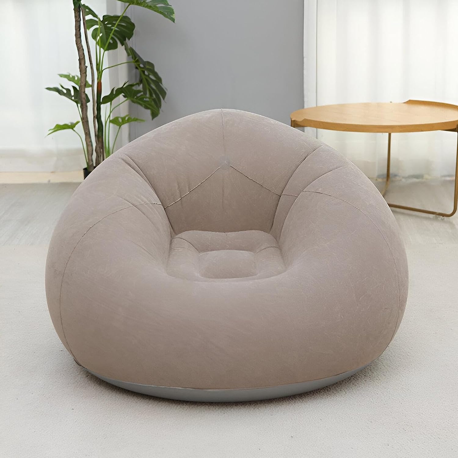 Inflatable Lazy Bean Sofa Chair with Manual Pump,Comfortable Portable Foldable Lounge Seat -110x85cm