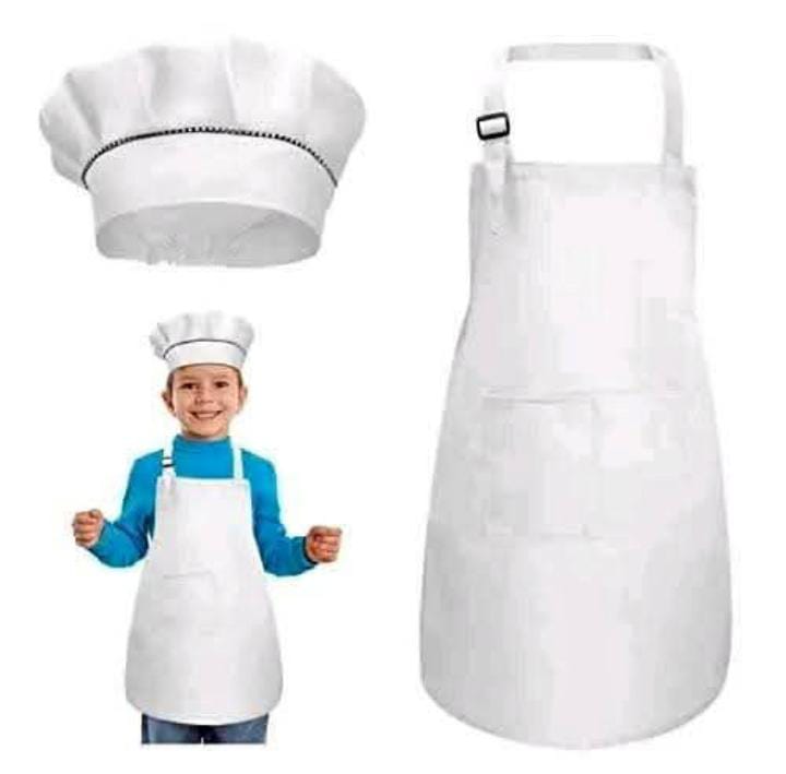 CBC Kids Apron and Chef Hat Set Adjustable Child Aprons with Pockets for Kitchen Cooking Baking Painting