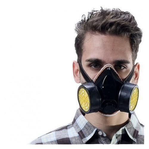 Double Gas Respirator Reusable Mask Respirator Double Nozzle Chemical Respirator Gas Mask Dust Mask With 2 Central Respiratory Valves & Adjustable Strap & Replaceable Filter Cartridges