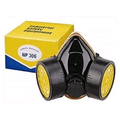 Double Gas Respirator Reusable Mask Respirator Double Nozzle Chemical Respirator Gas Mask Dust Mask With 2 Central Respiratory Valves & Adjustable Strap & Replaceable Filter Cartridges