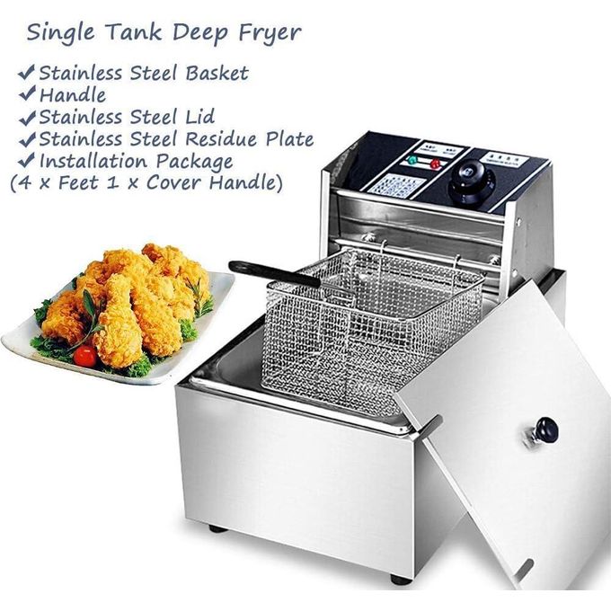Redberry 6L Commercial Electric Deep Fryer + FREE Scooper, Chips Cutter, and 4-Way Socket – Heavy-Duty Stainless Steel Fryer for Home & Business