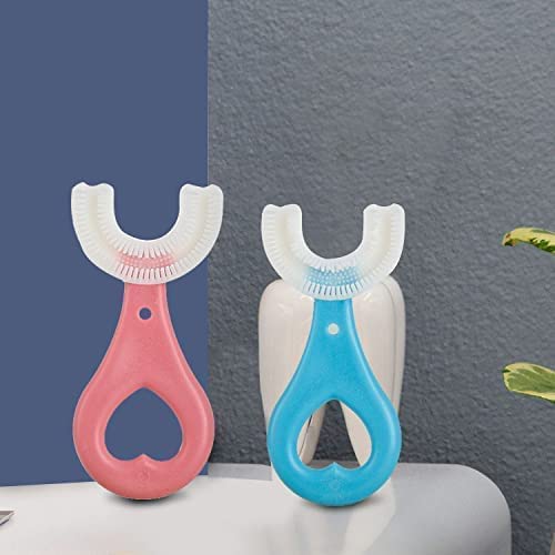 U-Shaped Kids Toothbrush 360° Silicone Brush. Food Grade Silicone Reusable Ultra Soft Brush Mouth Cleaning Penguin Design Half Circle Teeth Cleaner for Infant Baby Sensitive Gums.