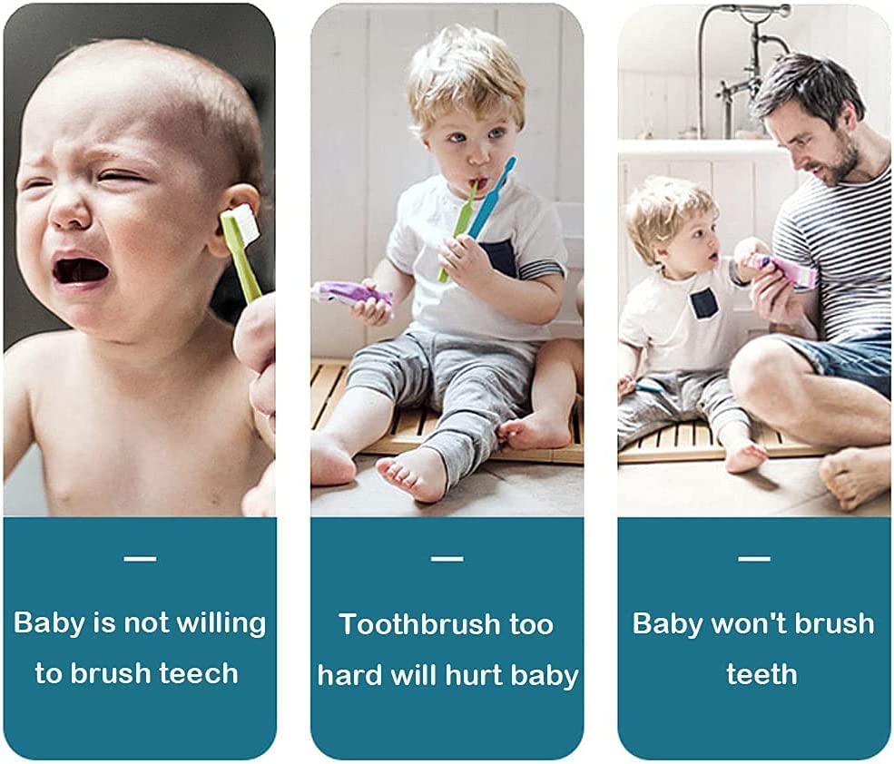 U-Shaped Kids Toothbrush 360° Silicone Brush. Food Grade Silicone Reusable Ultra Soft Brush Mouth Cleaning Penguin Design Half Circle Teeth Cleaner for Infant Baby Sensitive Gums.