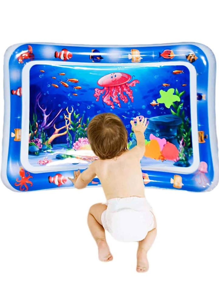 Baby tummy time water play mat pad *5 floating animals *water tube inside *inflatable outside