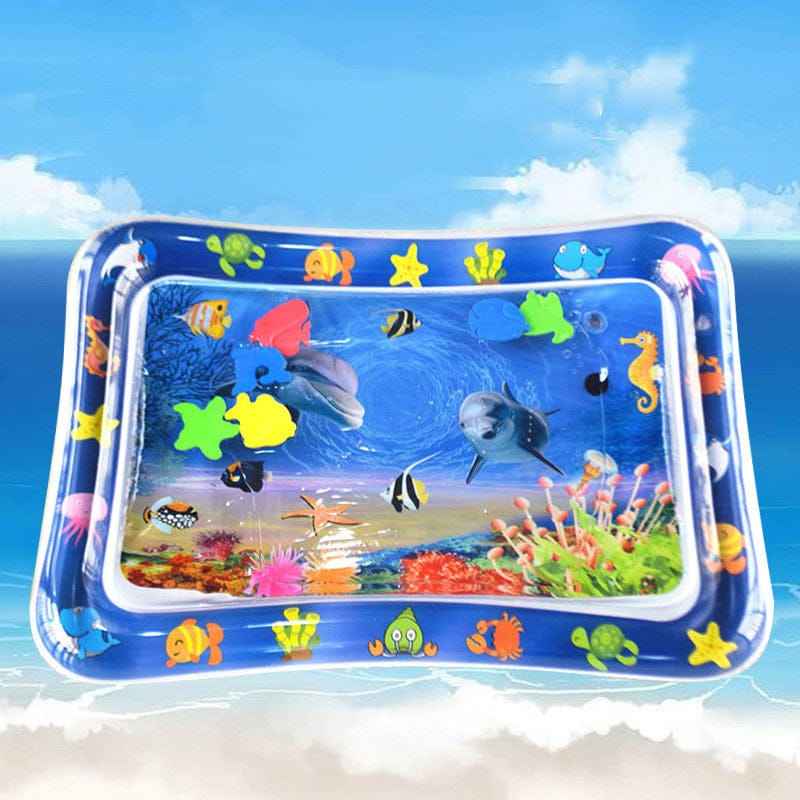 Baby tummy time water play mat pad *5 floating animals *water tube inside *inflatable outside