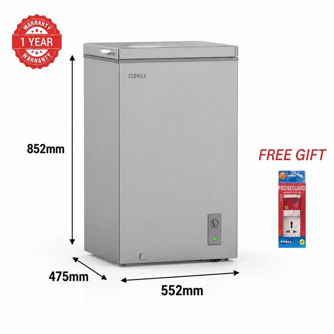 Ecomax 119L Chest Freezer/Deep Freezer 3 Star Rating, Saves Money, Very Silent With Free Guard
